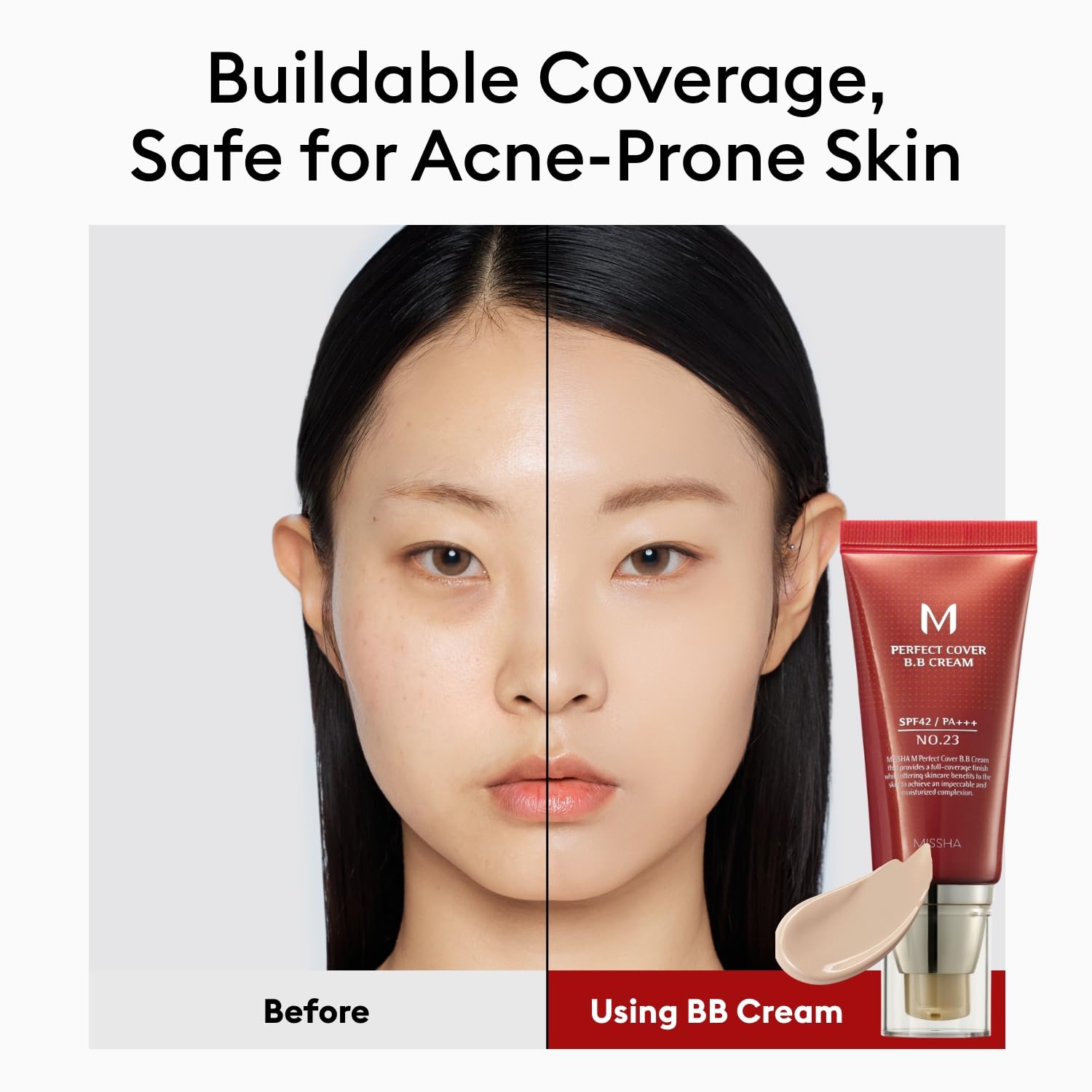 MISSHA M Perfect Cover BB Cream No.27 Honey Beige - Medium with Neutral/Warm Undertone SPF 42 PA +++ 1.69 Fl Oz - Tinted Moisturizer for face with SPF