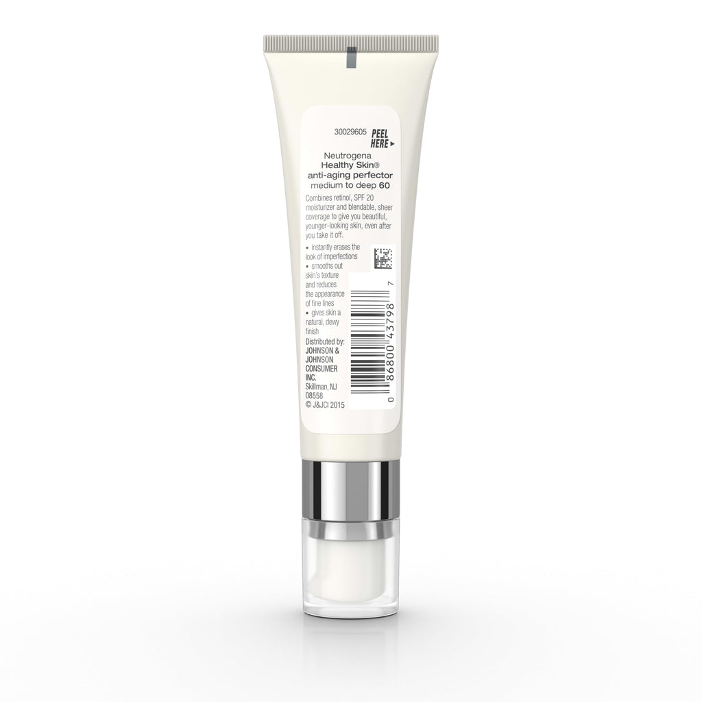 Neutrogena Healthy Skin Anti-Aging Perfector - with Retinol, Tinted Moisturizer with SPF 20 & Sheer Coverage that Smooths Skin Texture & Reduces the Look of Fine Lines, Natural to Tan (40), 1oz (30mL)