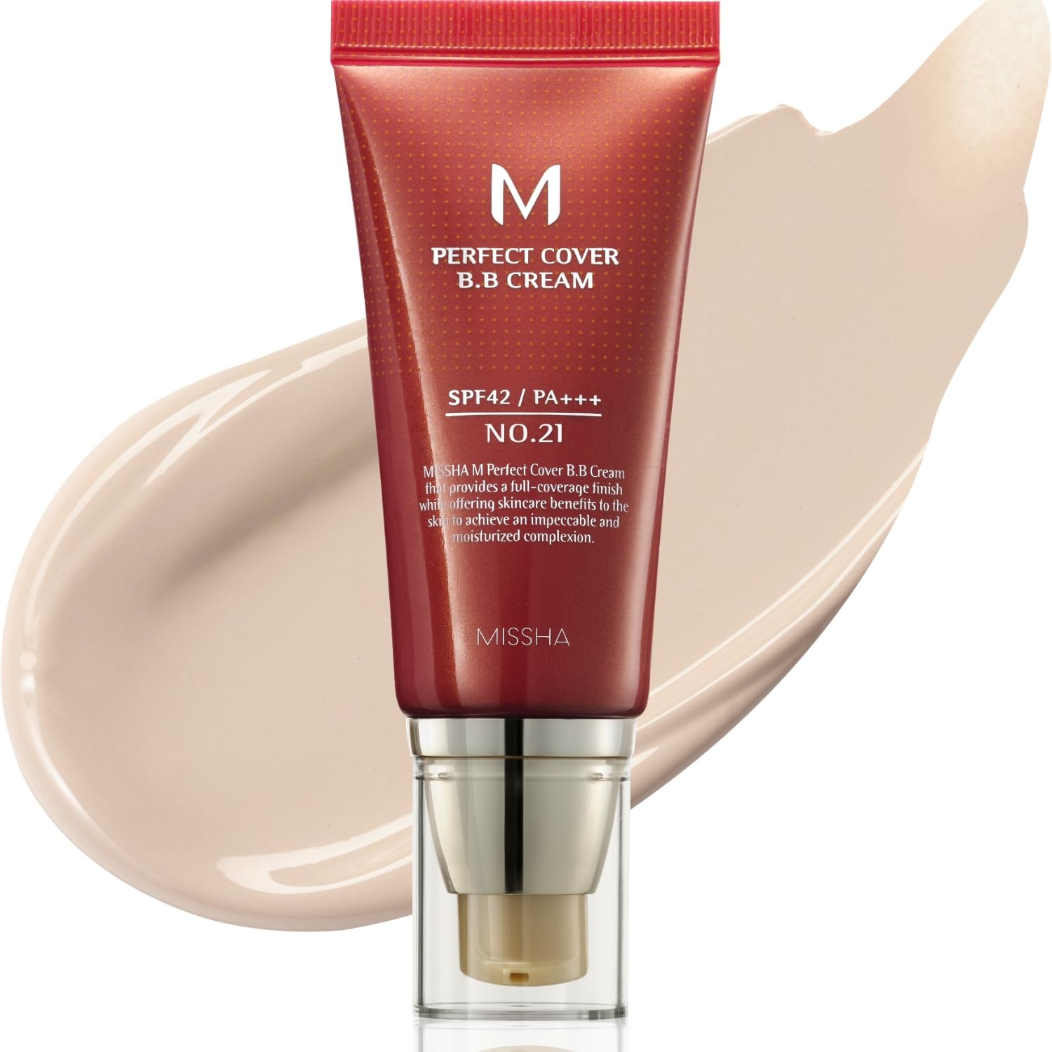 MISSHA M Perfect Cover BB Cream No.27 Honey Beige - Medium with Neutral/Warm Undertone SPF 42 PA +++ 1.69 Fl Oz - Tinted Moisturizer for face with SPF