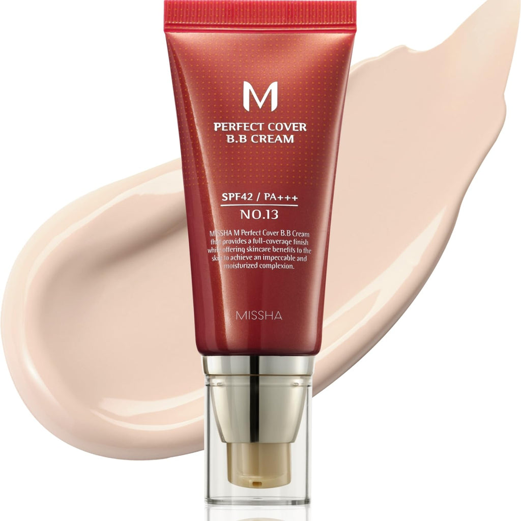 MISSHA M Perfect Cover BB Cream No.27 Honey Beige - Medium with Neutral/Warm Undertone SPF 42 PA +++ 1.69 Fl Oz - Tinted Moisturizer for face with SPF