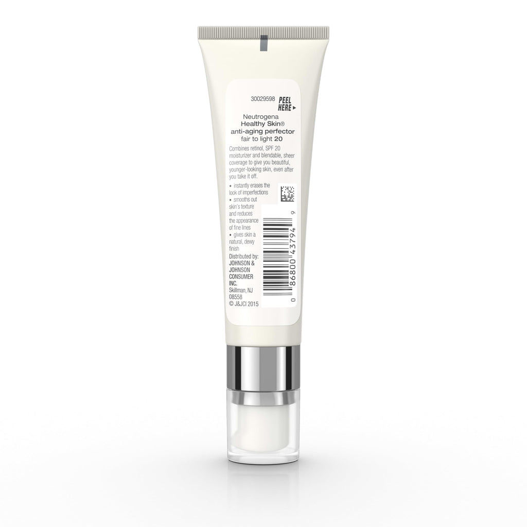 Neutrogena Healthy Skin Anti-Aging Perfector - with Retinol, Tinted Moisturizer with SPF 20 & Sheer Coverage that Smooths Skin Texture & Reduces the Look of Fine Lines, Natural to Tan (40), 1oz (30mL)