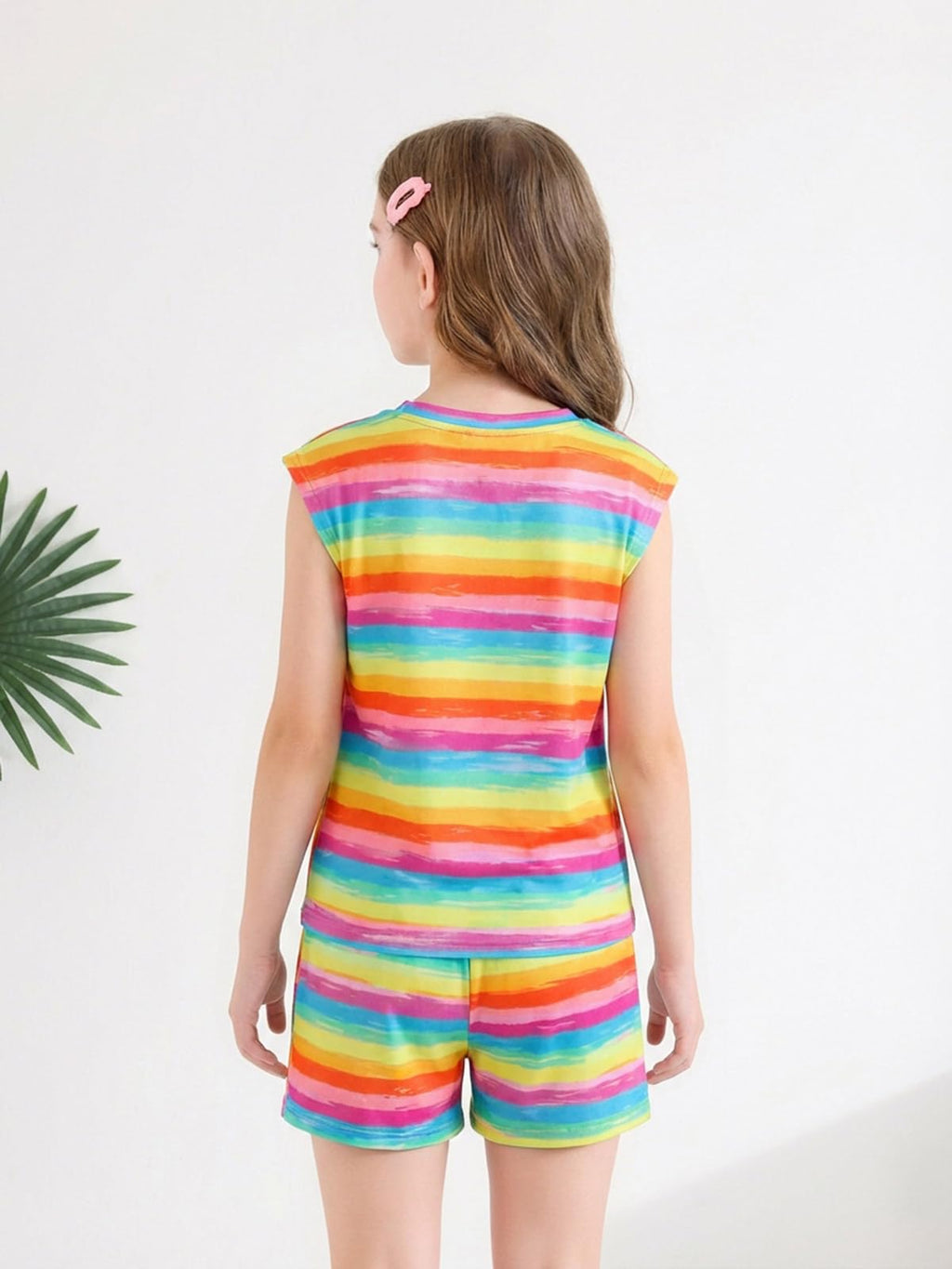 Haloumoning Girls Summer Outfits Casual Lounge Set Cap Sleeve T Shirt and Elastic Waist Shorts 2 Piece Clothing Sets