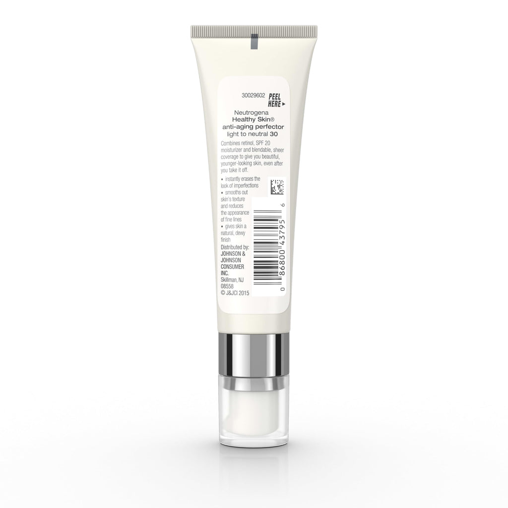 Neutrogena Healthy Skin Anti-Aging Perfector - with Retinol, Tinted Moisturizer with SPF 20 & Sheer Coverage that Smooths Skin Texture & Reduces the Look of Fine Lines, Natural to Tan (40), 1oz (30mL)