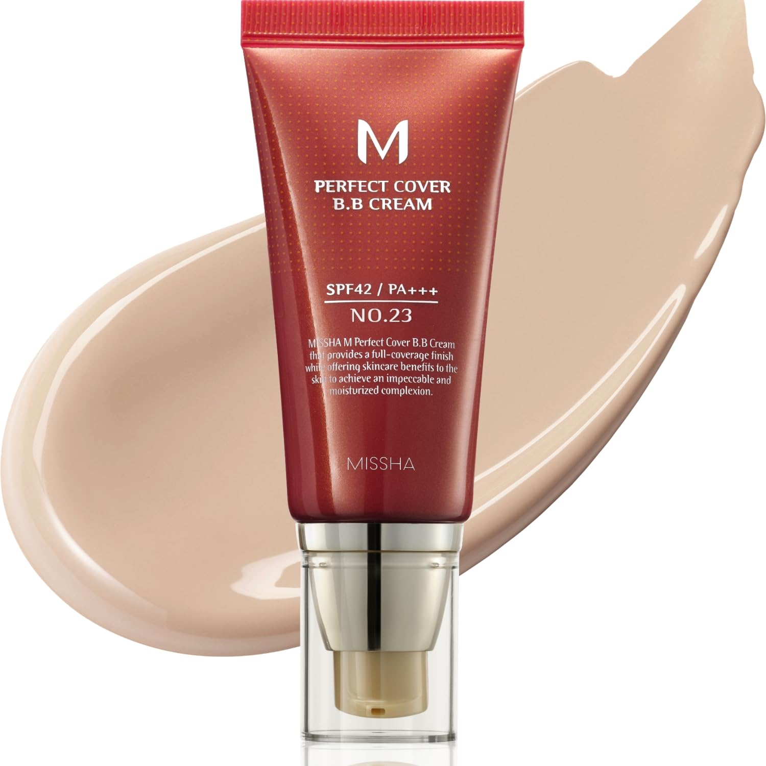 MISSHA M Perfect Cover BB Cream No.27 Honey Beige - Medium with Neutral/Warm Undertone SPF 42 PA +++ 1.69 Fl Oz - Tinted Moisturizer for face with SPF