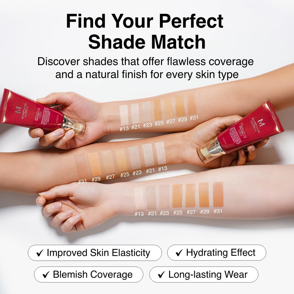 MISSHA M Perfect Cover BB Cream No.27 Honey Beige - Medium with Neutral/Warm Undertone SPF 42 PA +++ 1.69 Fl Oz - Tinted Moisturizer for face with SPF