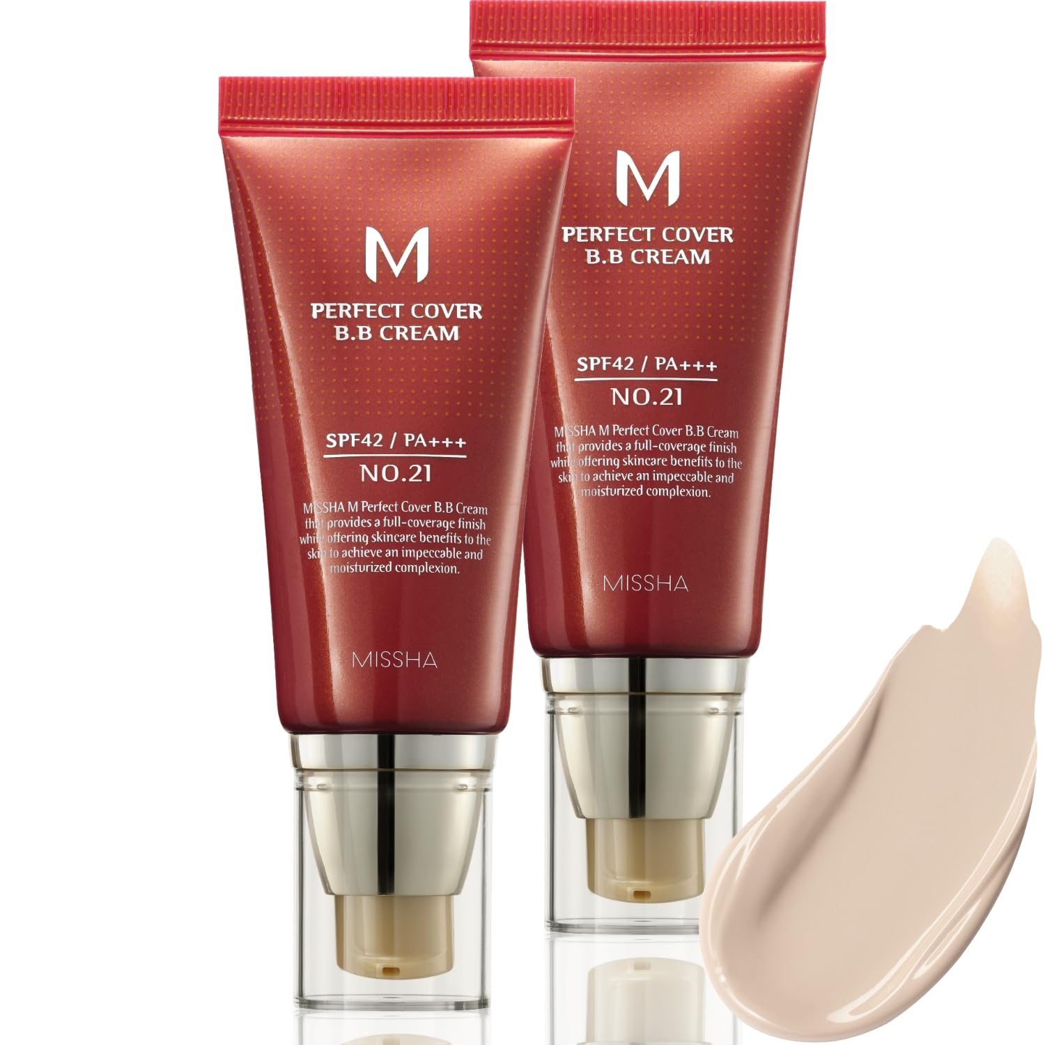 MISSHA M Perfect Cover BB Cream No.27 Honey Beige - Medium with Neutral/Warm Undertone SPF 42 PA +++ 1.69 Fl Oz - Tinted Moisturizer for face with SPF