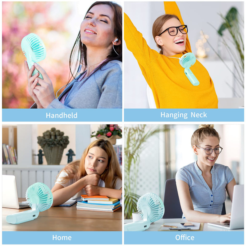 Peiyuu Handheld Fan, Portable Fan, 4000mAh Rechargeable Personal, 180° Foldable Mini Desk Fan with 6 Wind Speed, LCD Digital Display, Lanyard as Neck, Ultra Quiet, Pocket Size for Indoor Outdoor