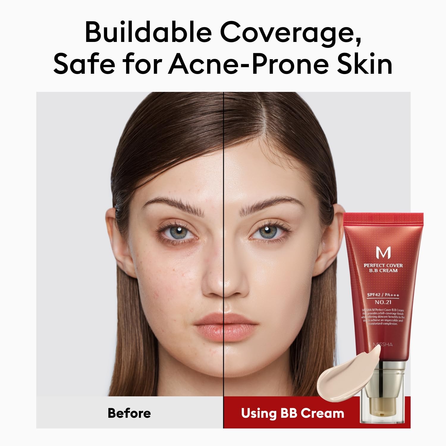 MISSHA M Perfect Cover BB Cream No.27 Honey Beige - Medium with Neutral/Warm Undertone SPF 42 PA +++ 1.69 Fl Oz - Tinted Moisturizer for face with SPF