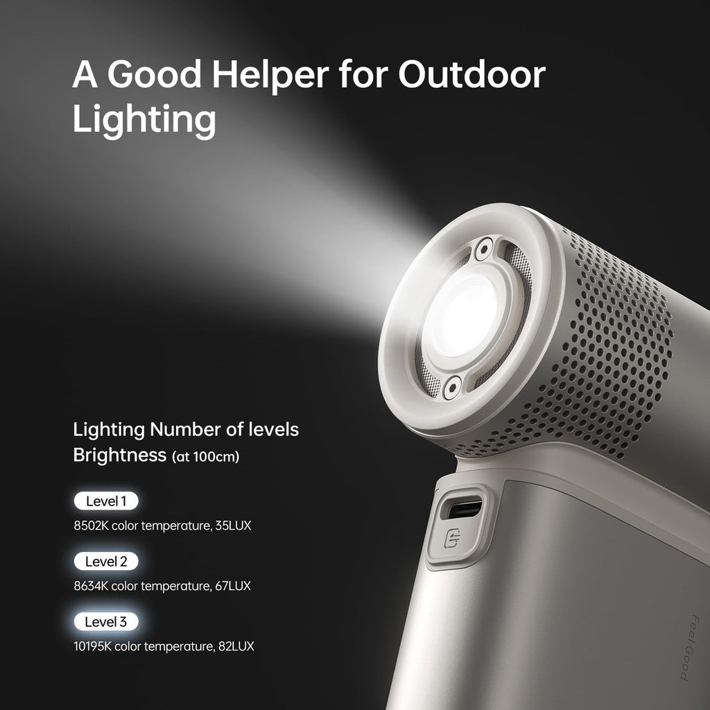 JISULIFE Portable Handheld Fan Ultra2 9000mAh, Max 25 Hrs, 5 IN 1, 100 Speed Turbo Fan, Rechargeable 18W Power Bank with Flashlight, Metal Shell Multi-Function Travel Essentials Gifts for Men-Grey