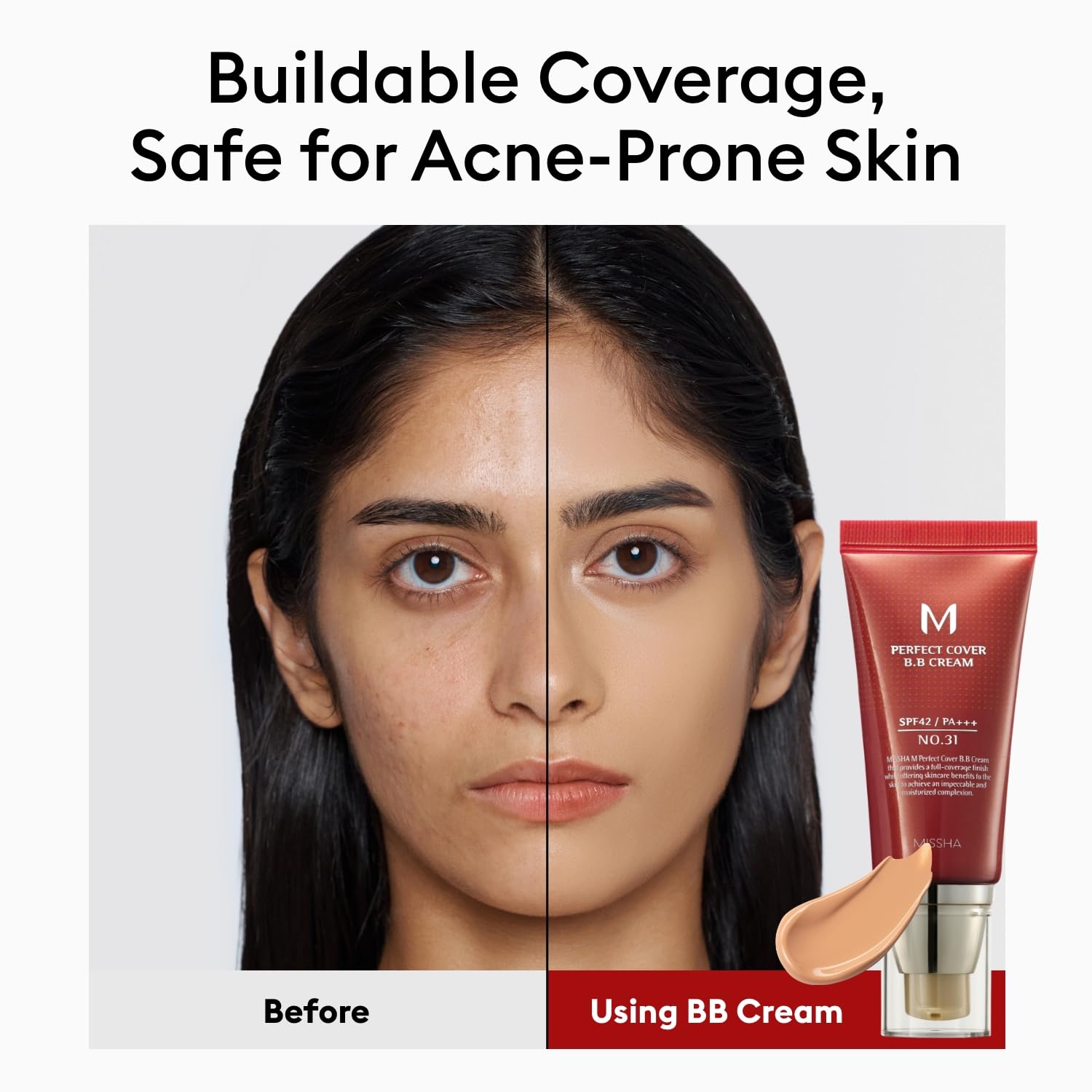 MISSHA M Perfect Cover BB Cream No.27 Honey Beige - Medium with Neutral/Warm Undertone SPF 42 PA +++ 1.69 Fl Oz - Tinted Moisturizer for face with SPF