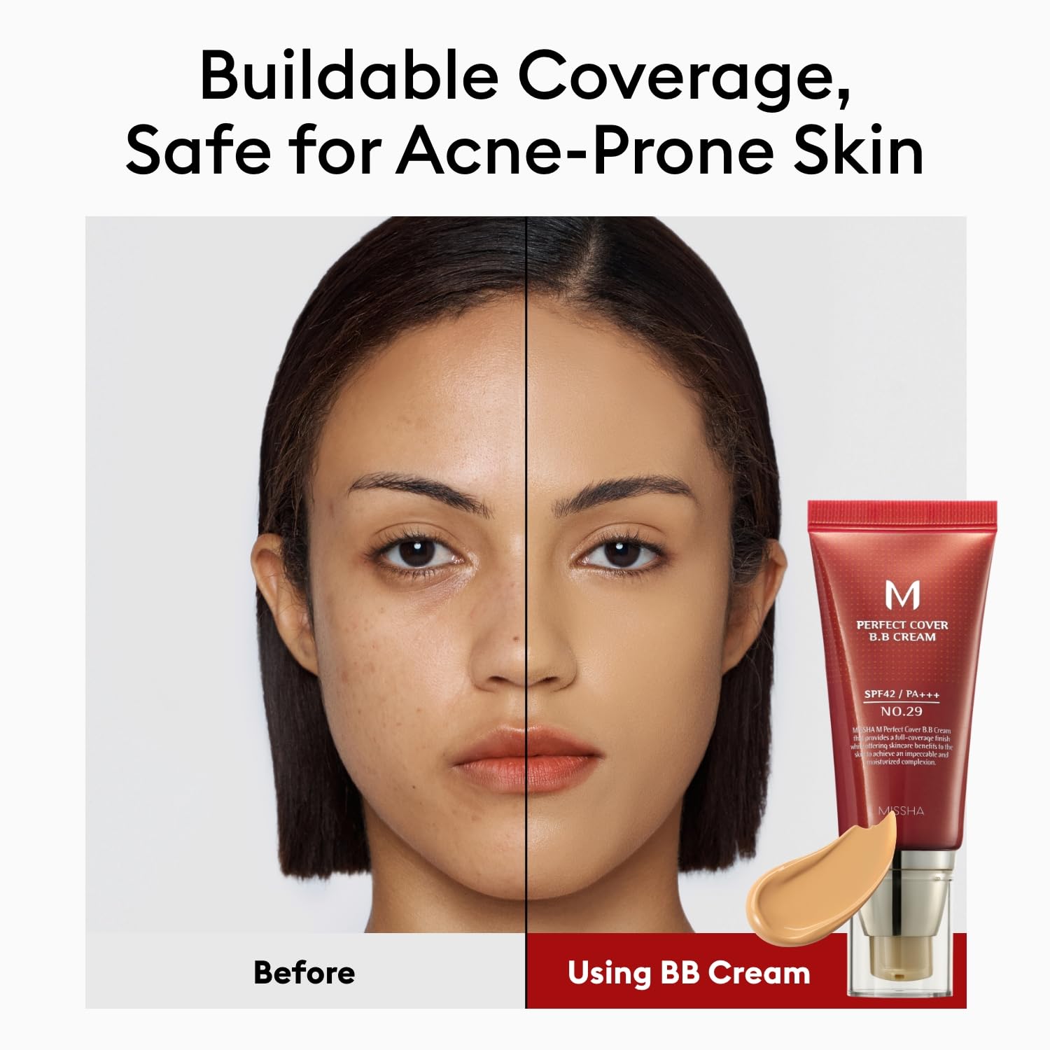 MISSHA M Perfect Cover BB Cream No.27 Honey Beige - Medium with Neutral/Warm Undertone SPF 42 PA +++ 1.69 Fl Oz - Tinted Moisturizer for face with SPF