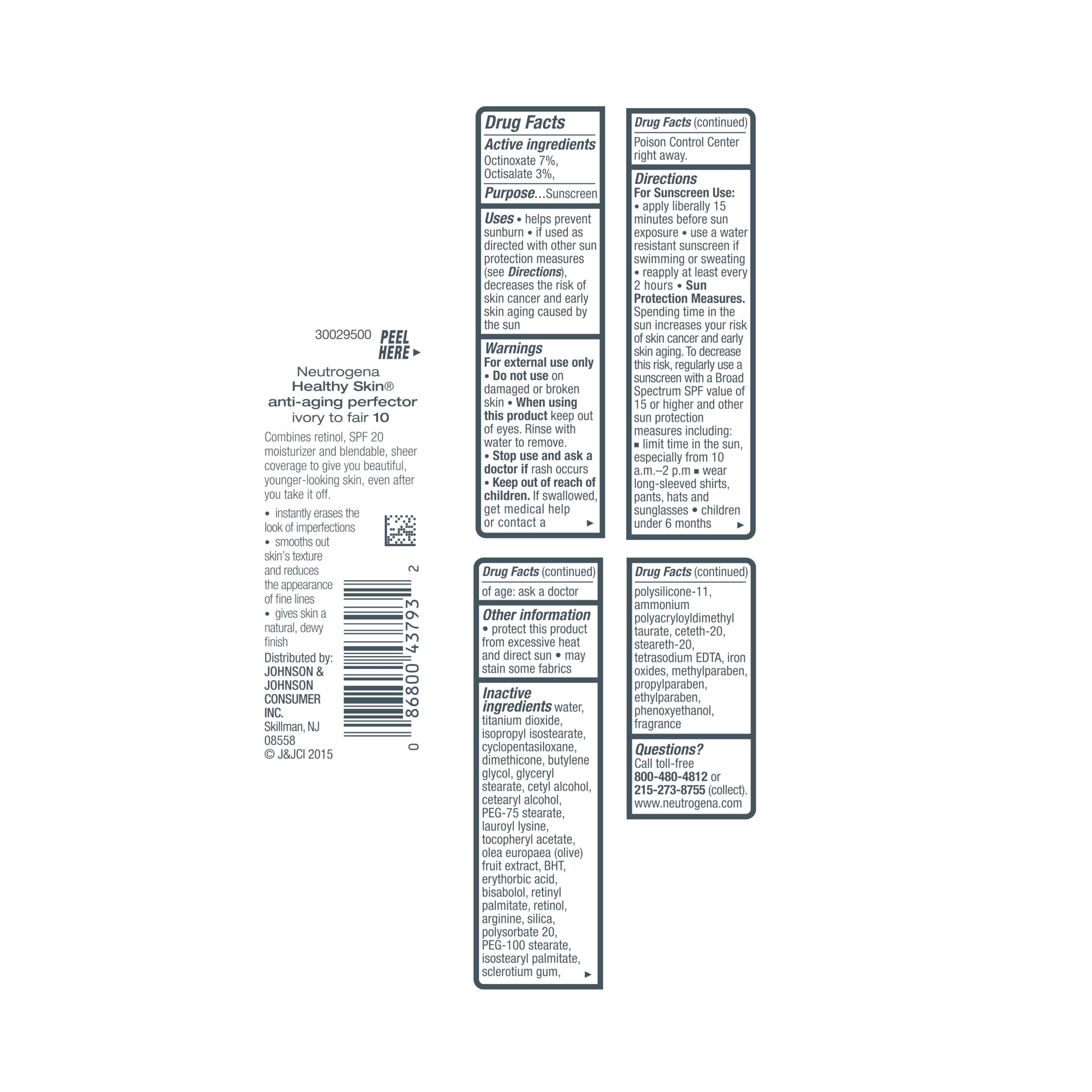 Neutrogena Healthy Skin Anti-Aging Perfector - with Retinol, Tinted Moisturizer with SPF 20 & Sheer Coverage that Smooths Skin Texture & Reduces the Look of Fine Lines, Natural to Tan (40), 1oz (30mL)
