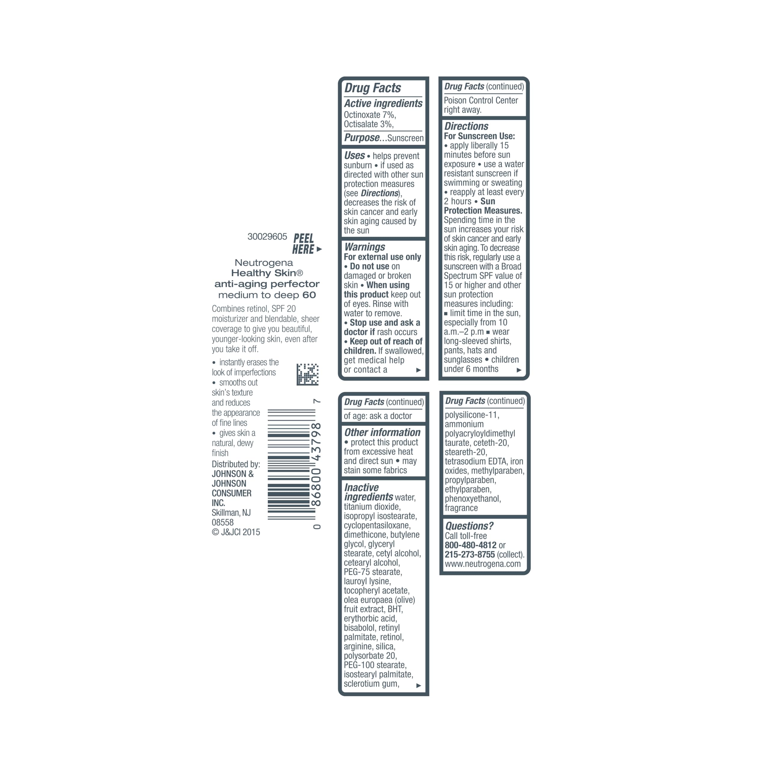 Neutrogena Healthy Skin Anti-Aging Perfector - with Retinol, Tinted Moisturizer with SPF 20 & Sheer Coverage that Smooths Skin Texture & Reduces the Look of Fine Lines, Natural to Tan (40), 1oz (30mL)